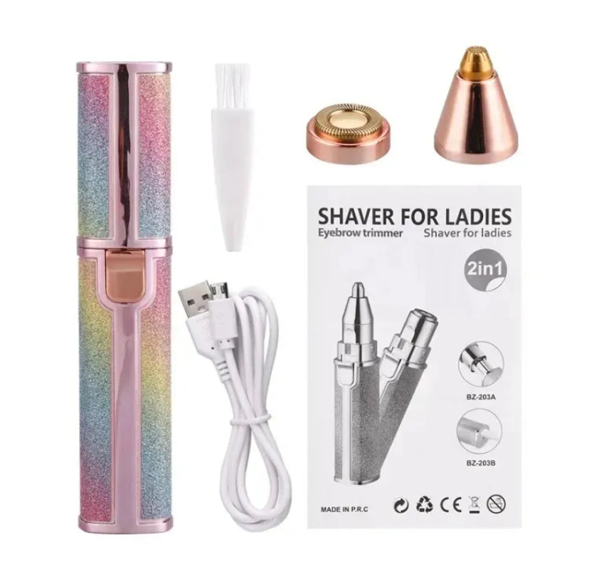 2 in 1 Rainbow Flawless Painless Face Hair Removal Machine for Women Upper lip Hair Remover, Eyebrow Hair, Epilator Hair Remover Trimmer for Women (USB Charging)