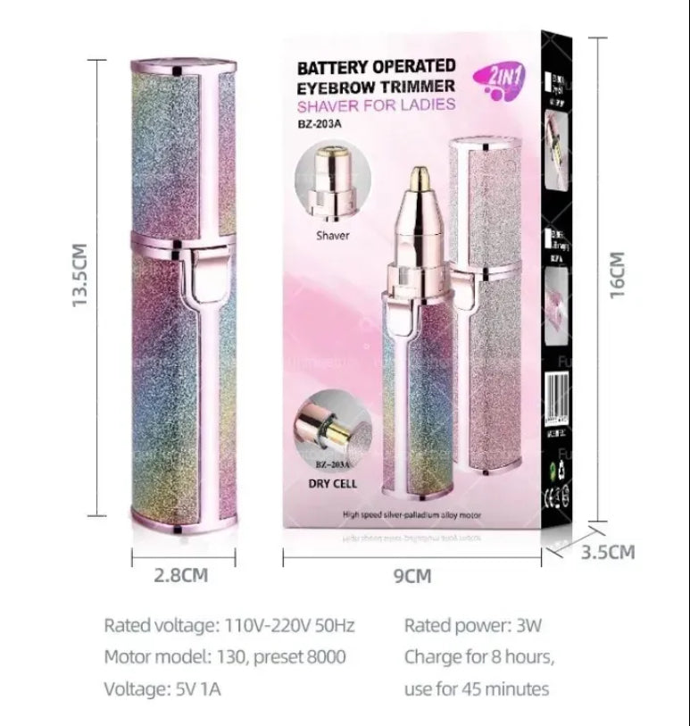 2 in 1 Rainbow Flawless Painless Face Hair Removal Machine for Women Upper lip Hair Remover, Eyebrow Hair, Epilator Hair Remover Trimmer for Women (USB Charging)